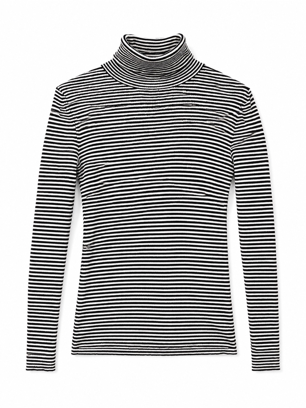 Banana Republic Ribbed Silk-Blend Turtleneck Sweater Striped Size M